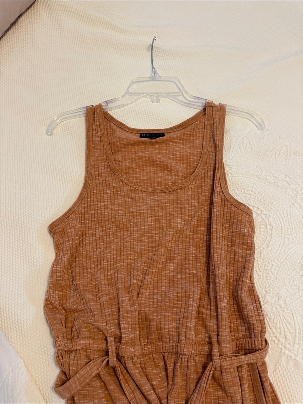 NWOT Bobeau Devin Melange Rusty Orange Ribbed Jumpsuit - Picture 7 of 8